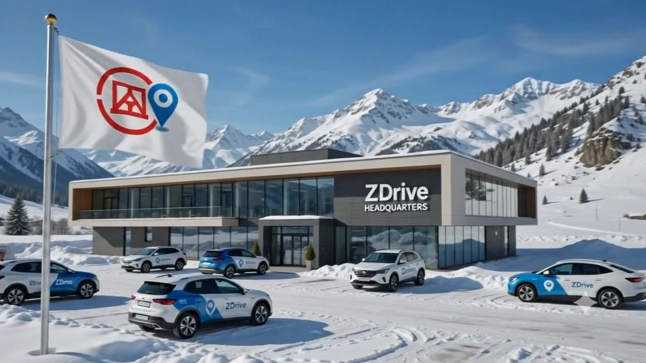 Flotte de véhicules Zdrive devant les bureaux